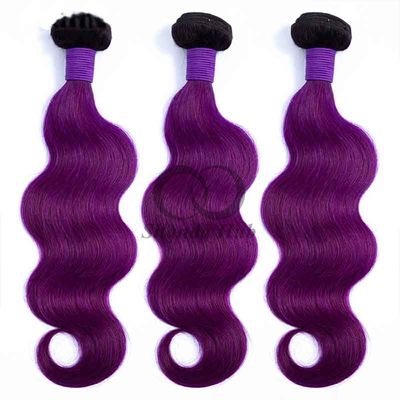 Un buen precio. #T1B/Body Wave Púrpura Remy Banderas de Cabello Humano Coser en Tejido Banderas Banderas Brasileñas en línea