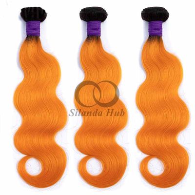 Un buen precio. #T1B/Orange Body Wave Remy Bündel de cabello humano Cosido en tejido Bündel de paquetes brasileños en línea