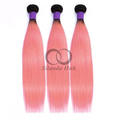 Un buen precio. #T1B/Pink Straight Remy Human Hair Bundles Cosido en tejido Bundles Brasileño Bundle Deals en línea