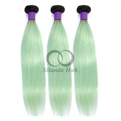 Un bon prix. #T1B/Green Straight Remy Boucles de cheveux humains cousues en tissus Boucles de paquets brésiliennes en ligne