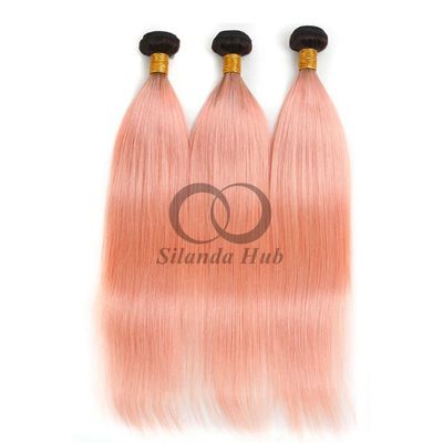 Un buen precio. #T1B/Pink Straight Remy Human Hair Bundles Cosido en tejido Bundles Brasileño Bundle Deals en línea