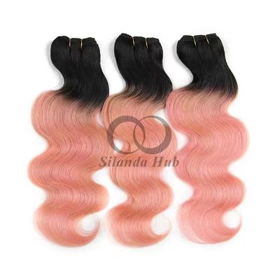 Un buen precio. #T1B/Body Wave Rosa Remy Banderas de Cabello Humano Coser en Tejido Banderas Banderas Brasileñas en línea