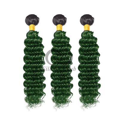 #T1B/Green Deep Wave Remy Human Hair Bundles Sew In Weave Bundles Brazilian Bundle Deals