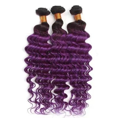 Un buen precio. #T1B/Purple Deep Wave Remy Bündel de cabello humano Cosido en tejido Bündel de paquetes brasileños en línea