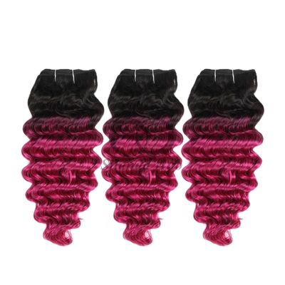 #T1B/Pink Deep Wave Remy Human Hair Bundles Sew In Weave Bundles Brazilian Bundle Deals