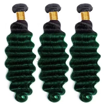 Un bon prix. #T1B/Green Loose Deep Wave Remy Boucles de cheveux humains cousues en tissage Boucles de paquets brésiliennes en ligne