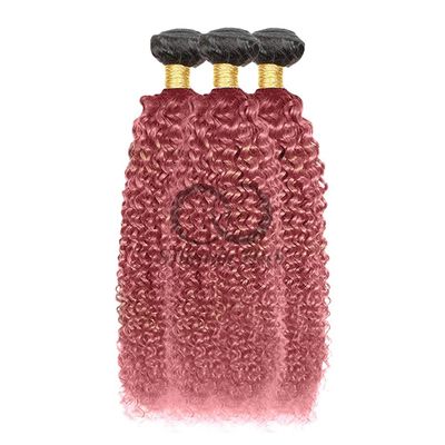 Un buen precio. #T1B/Pink Kinky Curly Remy Banderas de Cabello Humano Coser en tejido Banderas de paquetes brasileñas en línea