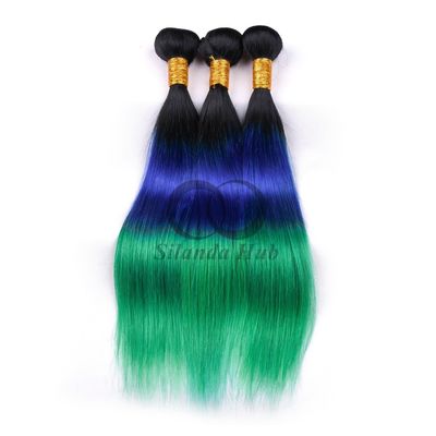 Un bon prix. #T1B/Bleu/Verde Rémy Boucles de cheveux humains cousues en tissage Boucles de paquets Brésiliennes en ligne