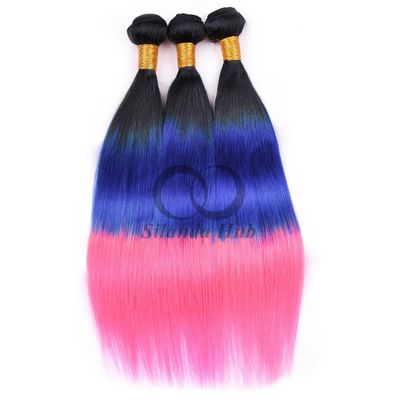 Un buen precio. #T1B/azul/rosa Rémy Rápido Ramos de cabello humano Coser en tejido Ramos de paquetes Brasileños Ramos de paquetes en línea