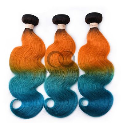 سعر جيد #T1B/Orange/Green Body Wave ريمي حزمة شعر بشري خياطة في حزمة النسيج الانترنت