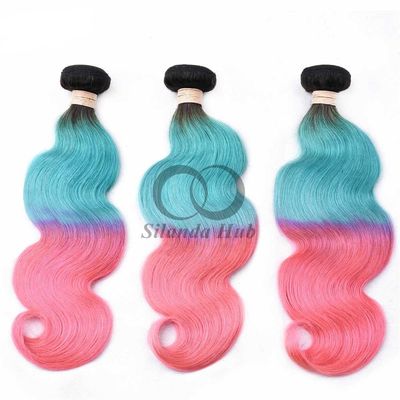 سعر جيد #T1B/أزرق فاتح/أزرق وردي موجة الجسم ريمي حزم الشعر البشري خياطة في حزم النسيج العروض البرازيلية الانترنت