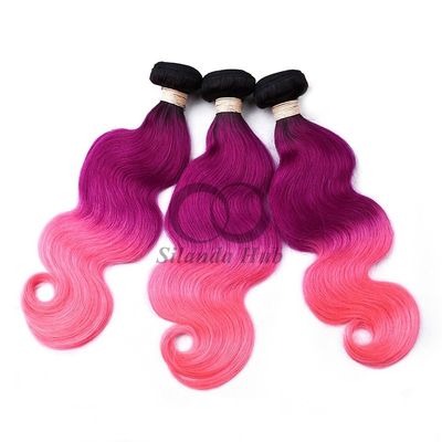 Un buen precio. #T1B/Purple/Pink Body Wave Remy Banderas de Cabello Humano Coser en Tejido Banderas Banderas Brasileñas en línea