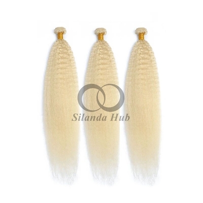 Good price #613 Bleached Blonde Kinky Straight Remy Human Hair Bundles Sew In Weave Bundles Brazilian Bundle Deals online