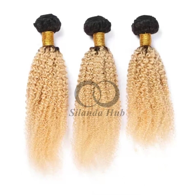 Good price #T1B/613 Bleached Blonde Kinky Curly Remy Human Hair Bundles Sew In Weave Bundles Brazilian Bundle Deals online