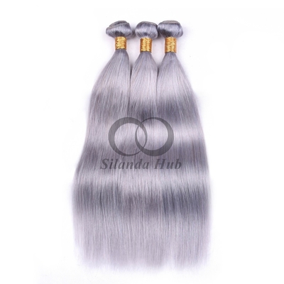 Good price Grey Straight Remy Human Hair Bundles Sew In Weave Bundles Brazilian Bundle Deals online