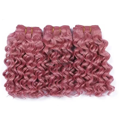 Good price Pink Deep Curly Remy Human Hair Bundles Sew In Weave Bundles Brazilian Bundle Deals online