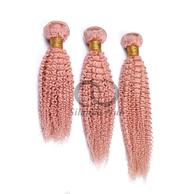 Good price Pink Kinky Curly Remy Human Hair Bundles Sew In Weave Bundles Brazilian Bundle Deals online