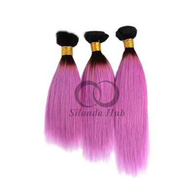 Good price #T1B/Pink Straight Remy Human Hair Bundles Sew In Weave Bundles Brazilian Bundle Deals online