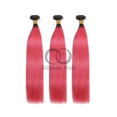 Good price #T1B/Pink Straight Remy Human Hair Bundles Sew In Weave Bundles Brazilian Bundle Deals online