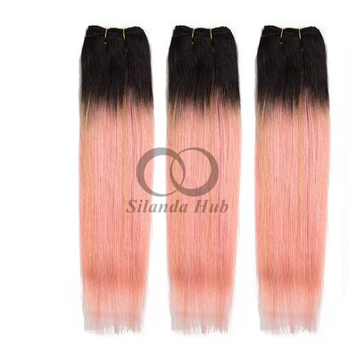 Good price #T1B/Pink Straight Remy Human Hair Bundles Sew In Weave Bundles Brazilian Bundle Deals online
