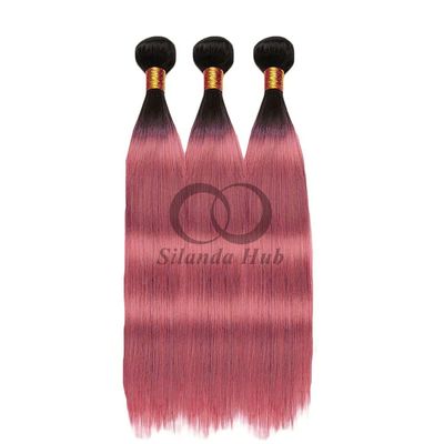 Good price #T1B/Pink Straight Remy Human Hair Bundles Sew In Weave Bundles Brazilian Bundle Deals online
