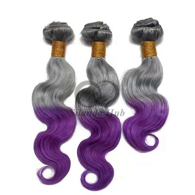Good price Grey/Purple Body Wave Remy Human Hair Bundles Sew In Weave Bundles Brazilian Bundle Deals online