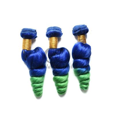Good price Blue/Green Loose Wave Remy Human Hair Bundles Sew In Weave Bundles Brazilian Bundle Deals online