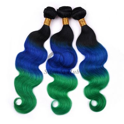 Good price #T1B/Blue/Green Body Wave Remy Human Hair Bundles Sew In Weave Bundles Brazilian Bundle Deals online