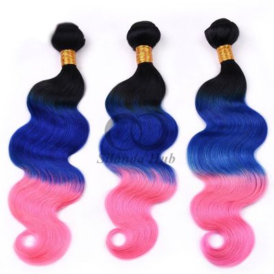 Good price #T1B/Blue/Pink Body Wave Remy Human Hair Bundles Sew In Weave Bundles Brazilian Bundle Deals online