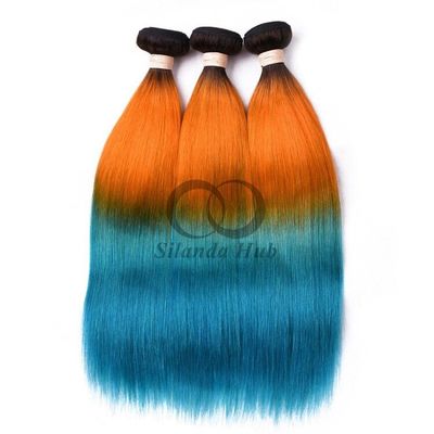 Good price #T1B/Orange/Green Straight Remy Human Hair Bundles Sew In Weave Bundles Brazilian Bundle Deals online