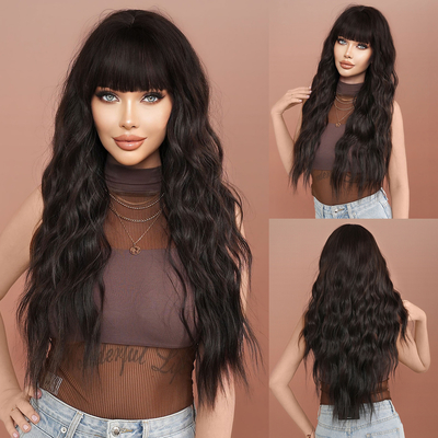 Good price Fashion Long Body Wave Hair Natural Black Synthetic Wigs For Women online