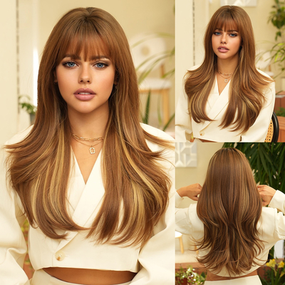 Good price Fashion Long Body Wave Highlighted Hair Blonde Synthetic Wigs For Women online