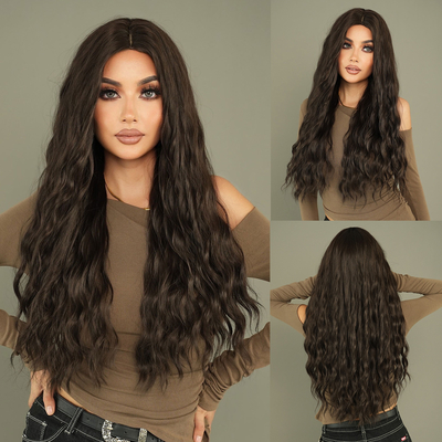 Good price Fashion Long Deep Wave Hair Natural Black Synthetic Wigs For Women online
