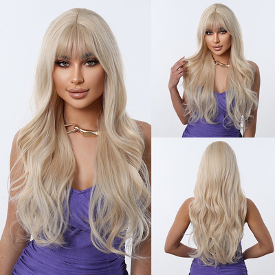 Good price Fashion Long Body Wave Hair Blonde Synthetic Wigs For Women online